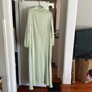 Mock neck sage green dress